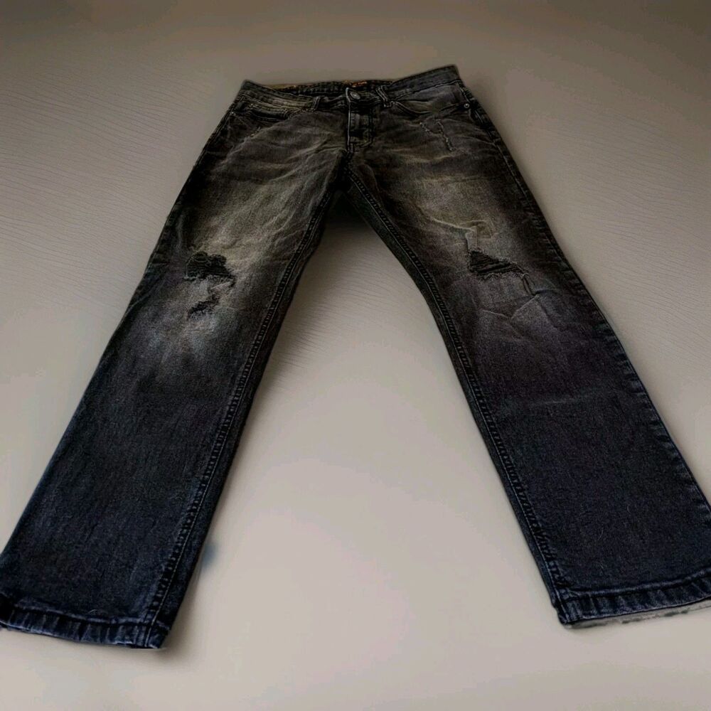 Ring Of Fire Straight Leg Denim Jeans Distressed Men's Size 33x30